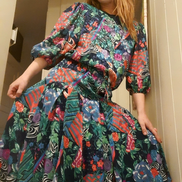 1980's psychedelic designer Diane Freis skirt set - Picture 1 of 15